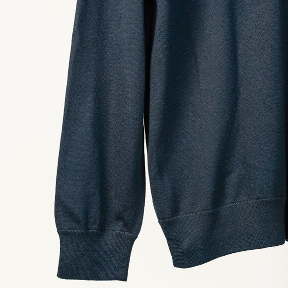 Armani Collezioni Navy Silk-Blend Knit Long Sleeve Polo - Picture 5 of 10